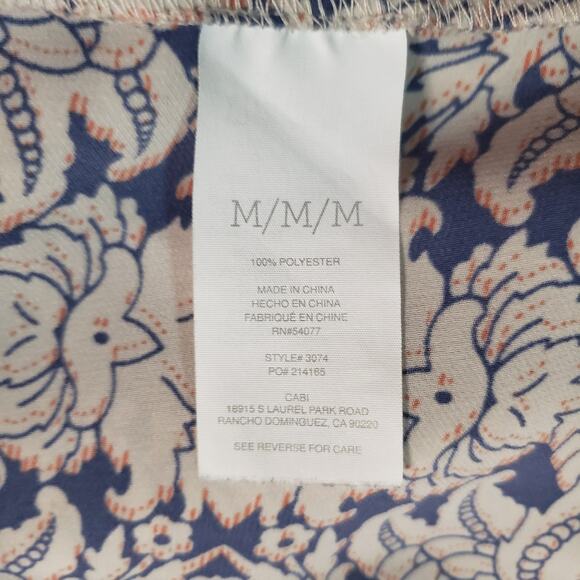 Cabi Flutter Sleeve Blouse  M Ivory Multicolor Geometric Print Romantic Top - Picture 8 of 9